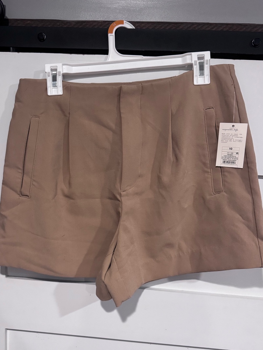 a new day  Pleated Shorts in Taupe